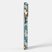 Ornate floral pattern on a pale blue background Case-Mate iPhone case (Achterkant / Rechts)