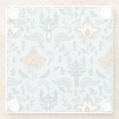 Ornate floral pattern on a pale blue background glazen onderzetter (Achterkant)
