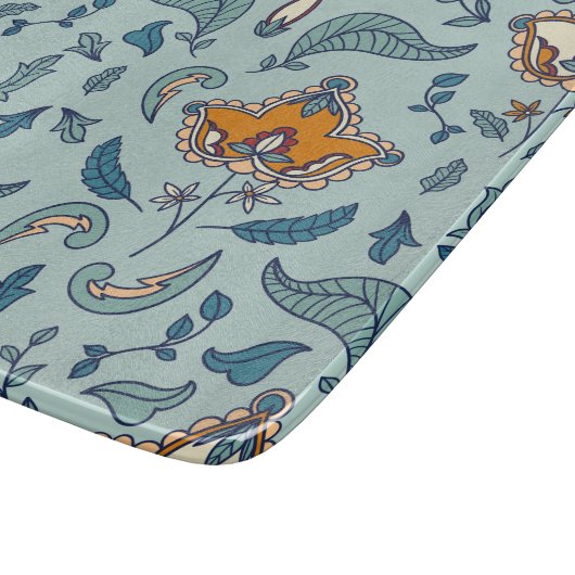 Ornate floral pattern on a pale blue background snijplank (Hoek)