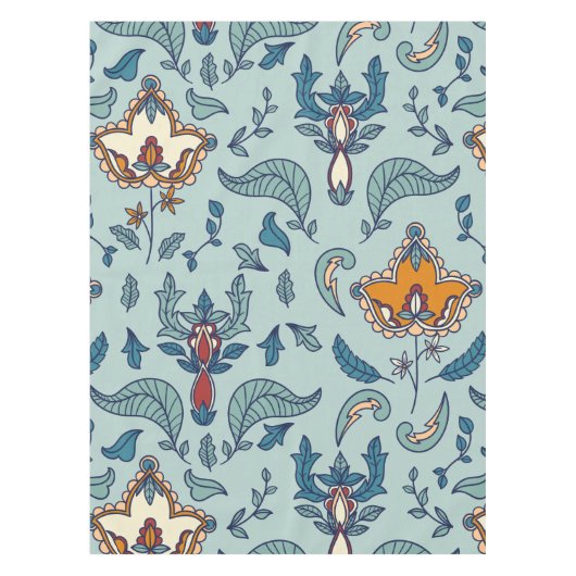 Ornate floral pattern on a pale blue background tafelkleed (Voorkant)