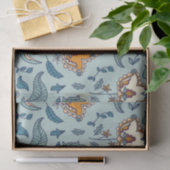 Ornate floral pattern on a pale blue background tissuepapier (Geschenk)