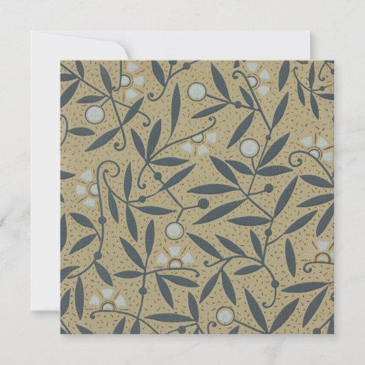 Ornate floral pattern with dark blue vines  bedankkaart (Voorkant)