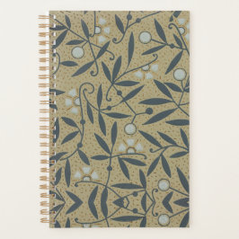 Ornate floral pattern with dark blue vines  planner