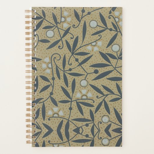 Ornate floral pattern with dark blue vines  planner (Voorkant)