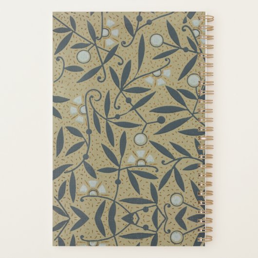 Ornate floral pattern with dark blue vines  planner (Achterkant)