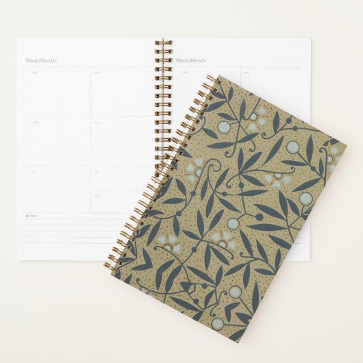 Ornate floral pattern with dark blue vines  planner (Display)