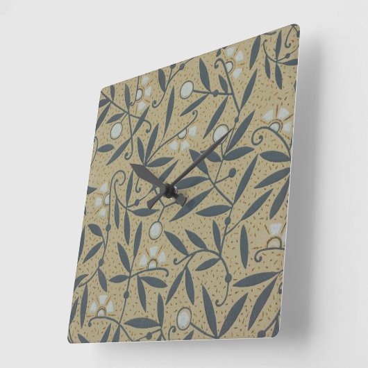 Ornate floral pattern with dark blue vines  vierkante klok (Hoek)