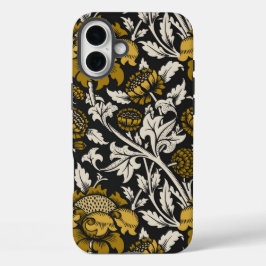 Ornate floral pattern with large gold flowers  iPhone 16 plus hoesje