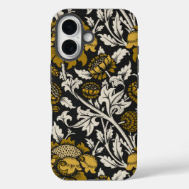 Ornate floral pattern with large gold flowers  iPhone 16 hoesje