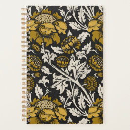Ornate floral pattern with large gold flowers  planner
