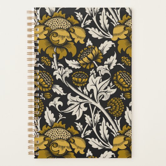 Ornate floral pattern with large gold flowers  planner (Voorkant)