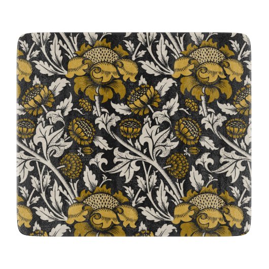 Ornate floral pattern with large gold flowers  snijplank (Voorkant)