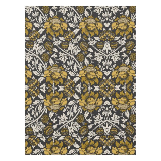 Ornate floral pattern with large gold flowers  tafelkleed (Voorkant)