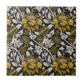 Ornate floral pattern with large gold flowers  tegeltje (Voorkant)