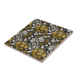 Ornate floral pattern with large gold flowers  tegeltje