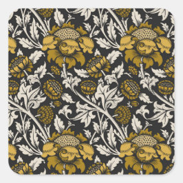 Ornate floral pattern with large gold flowers  vierkante sticker