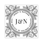 Ornate Foliage Wooden Return Address Stamp Rubberstempel (Afrduk)