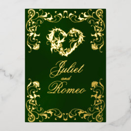 Ornate Frame & Heart - Emerald Folie Uitnodiging