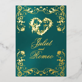 Ornate Frame & Heart - Teal Folie Uitnodiging