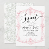 Ornate Frame Sweet Sixteen Birthday Kaart (Voorkant / Achterkant)