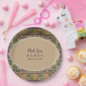 Ornate Framed Mardi Gras Masquerade Papieren Bordje (Feest)