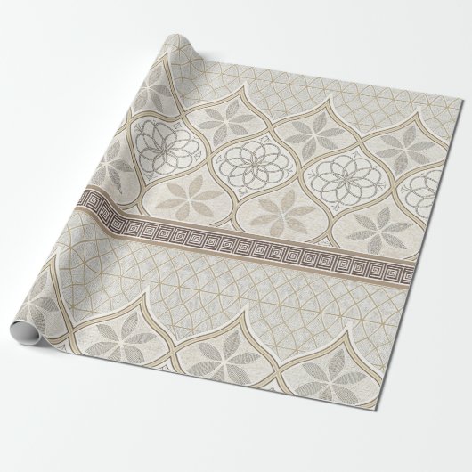 Ornate Geometric Floral Tile Pattern (2) Cadeaupapier (Uitgerold)