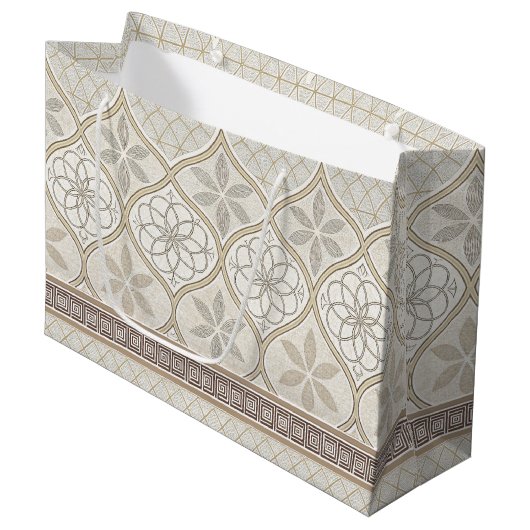 Ornate Geometric Floral Tile Pattern (2) Groot Cadeauzakje (Voorkant Gekanteld)