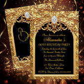 Ornate Gold Black Elegant Birthday Party Diamonds Kaart
