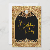 Ornate Gold Black Elegant Birthday Party Diamonds Kaart (Achterkant)