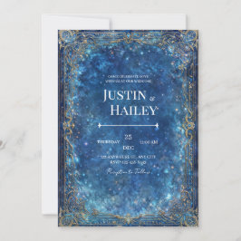 Ornate Gold Celestial Galaxy Wedding Kaart