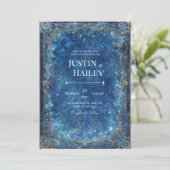 Ornate Gold Celestial Galaxy Wedding Kaart (Staand voorkant)