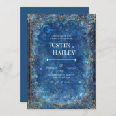 Ornate Gold Celestial Galaxy Wedding Kaart (Voorkant / Achterkant)