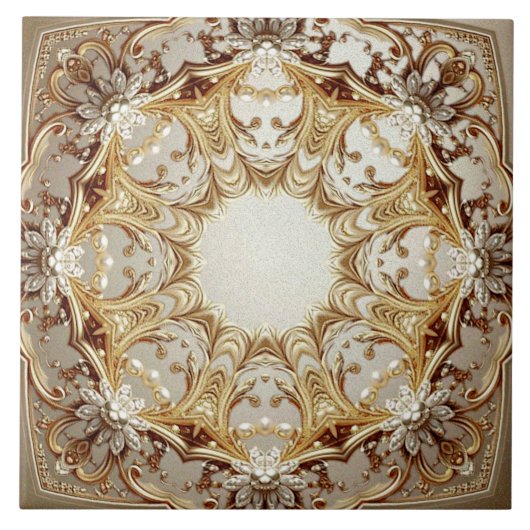 Ornate Gold Ceramic Tile Tegeltje (Voorkant)
