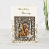 Ornate Gold Faux Scrolls White Flowers Birthday Kaart (Voorkant)