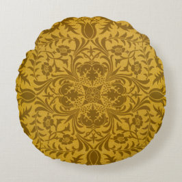 Ornate gold floral pattern with symmetrical rond kussen