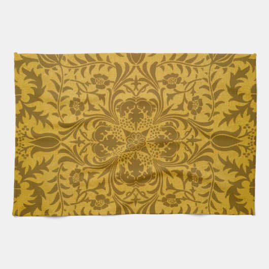 Ornate gold floral pattern with symmetrical theedoek (Horizontaal)