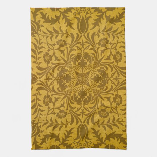 Ornate gold floral pattern with symmetrical theedoek (Verticaal)