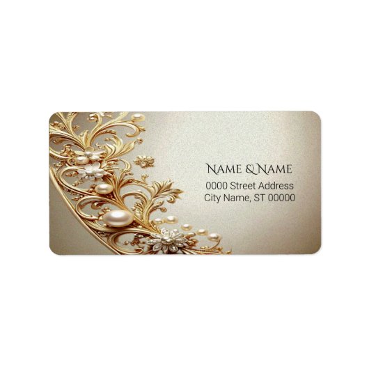 Ornate Gold Flourish Address Label (Voorkant)