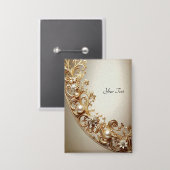 Ornate Gold Flourish Button (Voorkant / Achterkant)