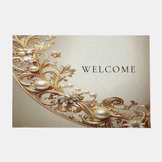 Ornate Gold Flourish Doormat Deurmat (Voorkant)
