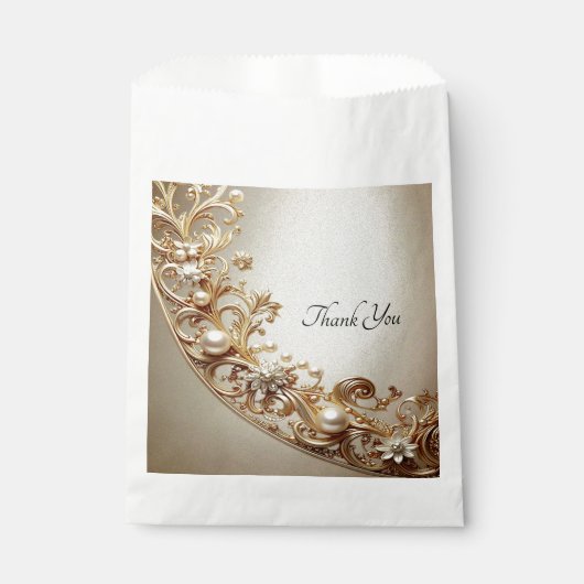 Ornate Gold Flourish Favor Bag Bedankzakje (Voorkant)