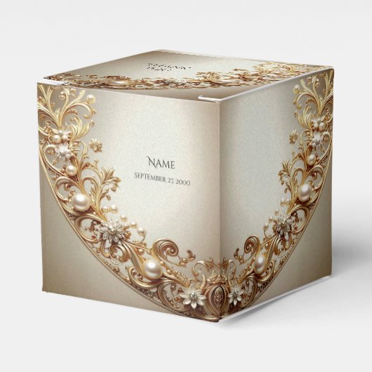 Ornate Gold Flourish Favor Box Bedankdoosjes (Voorkant Zijde)