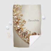 Ornate Gold Flourish Golf Towel Golfhanddoek (Insitu)