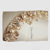 Ornate Gold Flourish Golf Towel Golfhanddoek (Horizontaal)