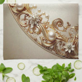 Ornate Gold Flourish Kitchen Towel Theedoek (Gevouwen)