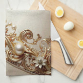 Ornate Gold Flourish Kitchen Towel Theedoek (Quarter Fold)