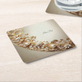 Ornate Gold Flourish Paper Coaster Kartonnen Onderzetters (Schuin)