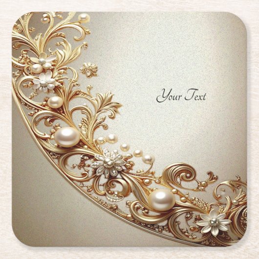 Ornate Gold Flourish Paper Coaster Kartonnen Onderzetters (Voorkant)