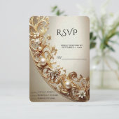 Ornate Gold Flourish RSVP Card Kaartje (Staand voorkant)