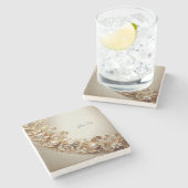 Ornate Gold Flourish Stone Coaster Stenen Onderzetter (Zijkant)